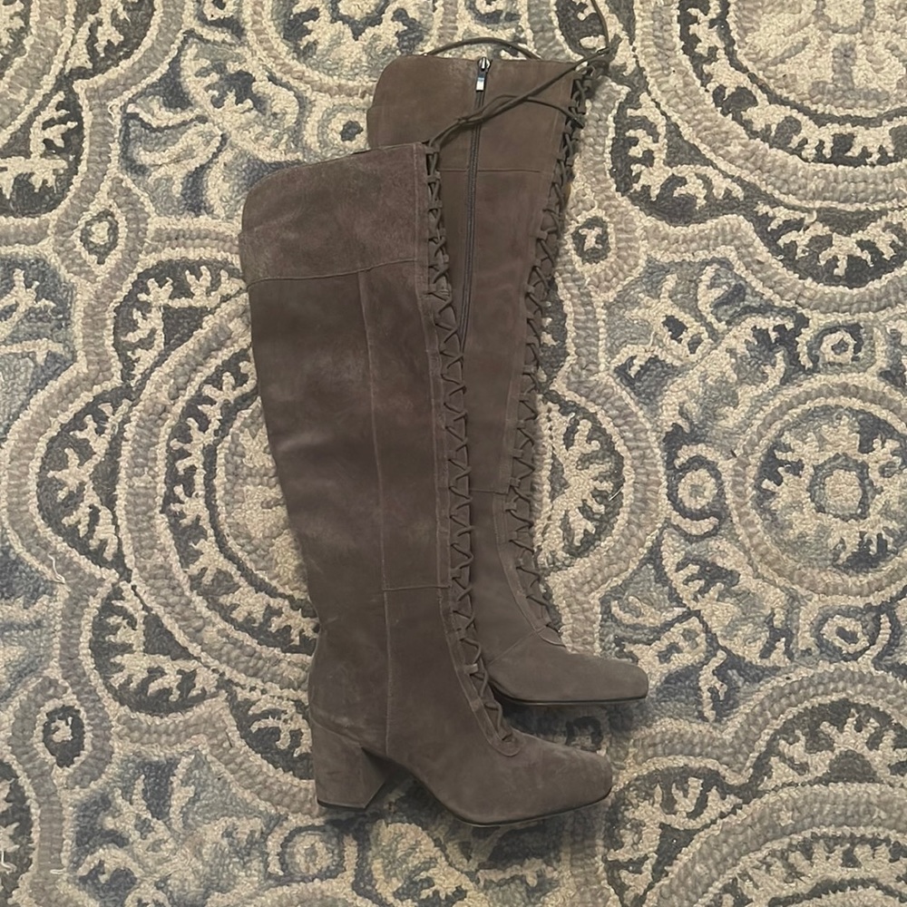 Franco Sarto Suede Knee High Boots with Heel Size 9